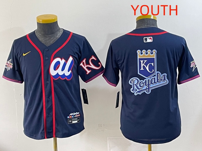 Youth 2025 Kansas City Royals Blank Drak Blue All star Blank Blue Nike MLB Jersey style 3